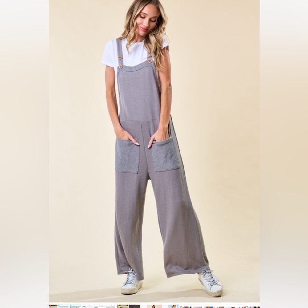 Grey Terry Cloth Jump Suite